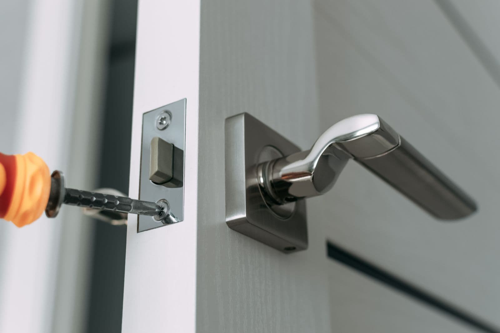 Close-up of residential lock replacement